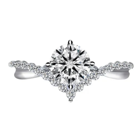 925 Sterling Silver White Sapphire Diamond Ring - Picture 2 of 11